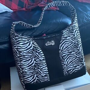Foxy Jeans Black and White Zebra-Print Shoulder Bag